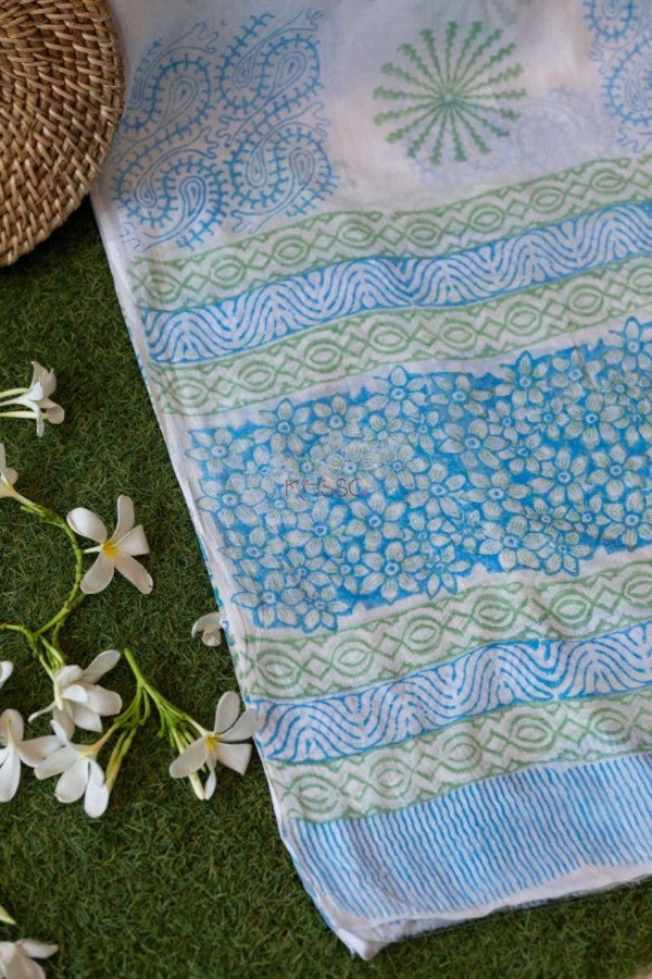 Image for Kessa Kf96 Polo Blue And White Fabric Cotton Dupatta Full Set Look 1
