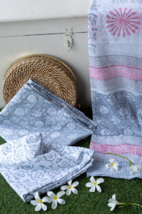 Image for Kessa Kf97 Pink And Grey Fabric Cotton Dupatta Full Set Look 1