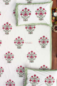 Image for Kessa Kpb01 Tapestry Red Mughal Print Bedsheet Set Of 3 Look 1