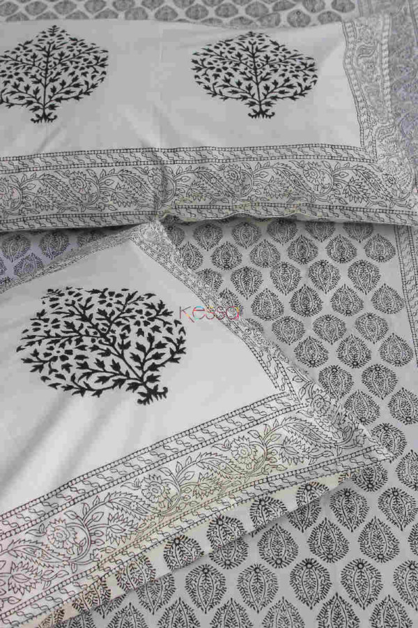 Image for Kessa Kpb07 Black White Bedsheet Two Pillow Covers 5