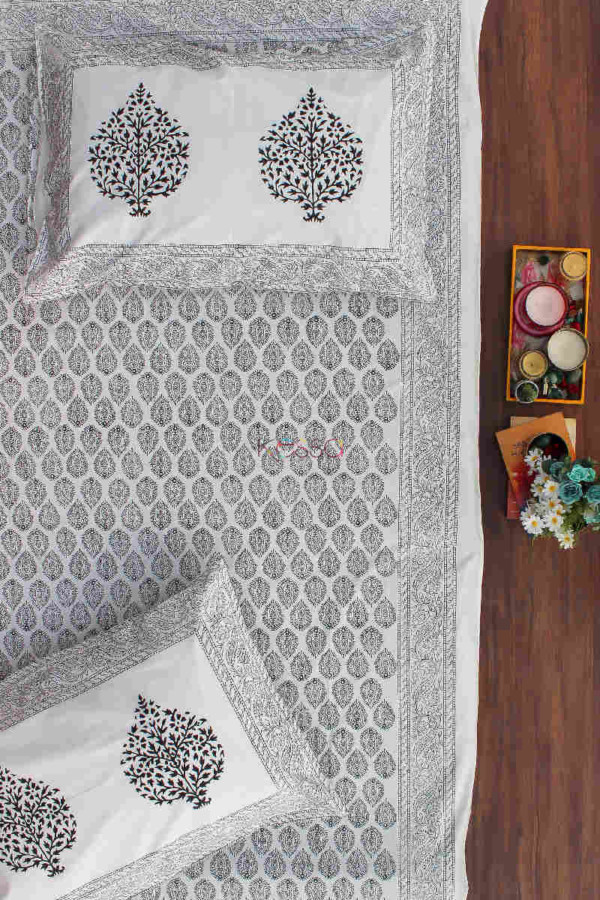 Image for Kessa Kpb07 Black White Bedsheet Two Pillow Covers Main