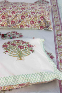 Image for Kessa Kpb08 Lotus Pink Jaal Bedsheet Two Pillow Covers Closeup