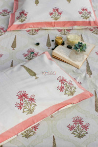 Image for Kessa Kpb10 Petite Orchid Green Bedsheet Two Pillow Covers Closeup