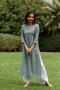 Image for Kessa Taf28 Froly Bay Leaf Straight Fit Kurta Featured