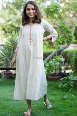 Buy Charming WS562 Cream South Cotton Dress Online | Kessa