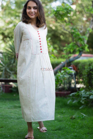 Buy Charming WS562 Cream South Cotton Dress Online | Kessa