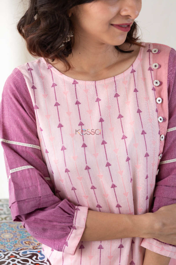 Image for Kessa Ws563 Azalea Charm Pink A Line Dress Closeup
