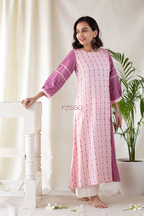 Image for Kessa Ws563 Azalea Charm Pink A Line Dress Side