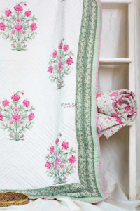 Image for Kessa Kaq46 Turkish Rose And White Single Bed Quilt Look 1