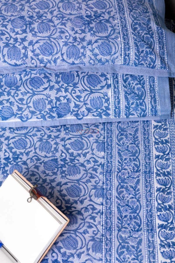 Image for Kessa Kjb02 San Marino Blue Bedsheet With Two Pillow Cover 1