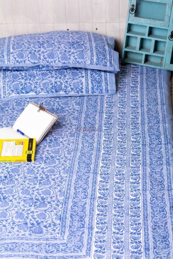 Image for Kessa Kjb02 San Marino Blue Bedsheet With Two Pillow Cover