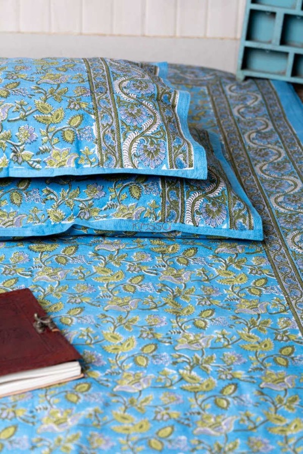 Image for Kessa Kjb07 Viking Blue Bedsheet With Two Pillow Cover 2