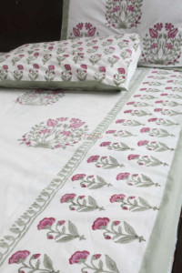 Image for Kessa Kpb18 Bouquet Pink Gold Bedsheet Featured