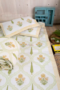 Image for Kessa Kpb19 Harvest Gold Mughal Print Bedsheet With Two Pillow Covers 2