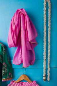 Image for Kessa Aj11 Viridian Green Pink Complete Suit Set Dupatta