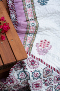 Image for Kessa Kaq58 Lily Pink And Red Double Bed Quilt 2