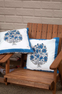 Image for Kessa Kch01 Nepal Blue Block Print Cushions Featured