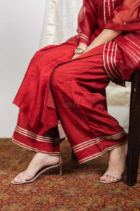 Image for Kessa Ve02 Shiraz Red Soft Silk Complete Suit Set 1 Lower 1