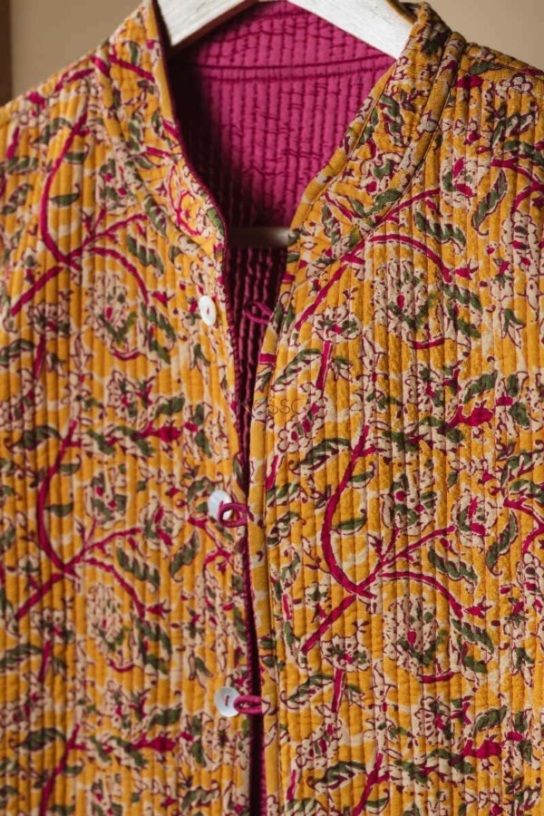 Image for Kessa Sj22 Pink And Yellow Half Jacket Closeup 1