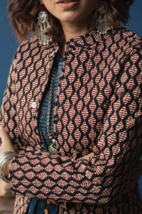 Image for Kessa Sjf24 Black Oriental Pink Quilted Full Sleeves Jacket 1
