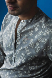 Image for Kessa Awk13 Slate Gray Men Full Sleeves Shirt Closeup 1