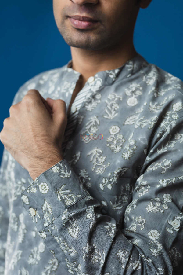 Image for Kessa Awk13 Slate Gray Men Full Sleeves Shirt Closeup