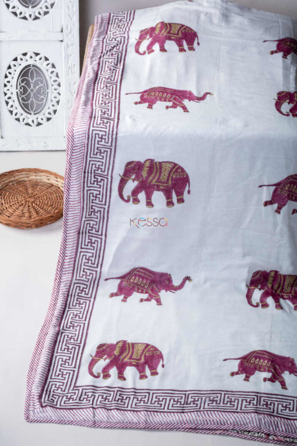 Image for Kessa Kad37 Cosmic Pink Mughal Elephant Boota Dohar Featured