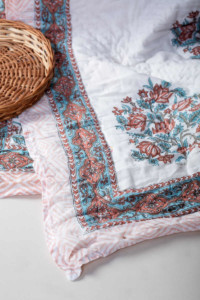 Image for Kessa Kaq78 Chicu And Blue Double Bed Quilt Closeup