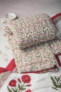 Image for Kessa Kaq83 Mojo Red Single Bed Quilt Look