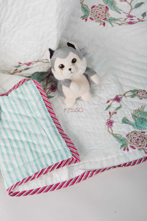 Image for Kessa Kaq86 Summer Green Baby Quilt Set Quilt