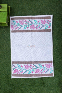 Image for Kessa Kat01 Handblock Printed Riptide And Citrine White Towel Set Mid