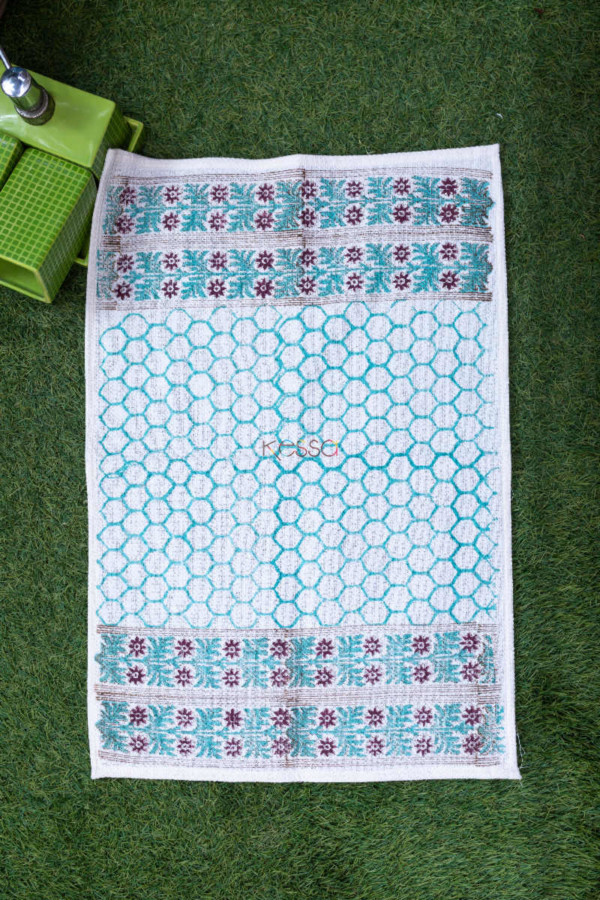 Image for Kessa Kat02 Handblock Printed Spray Blue And Citrine White Towel Set Small