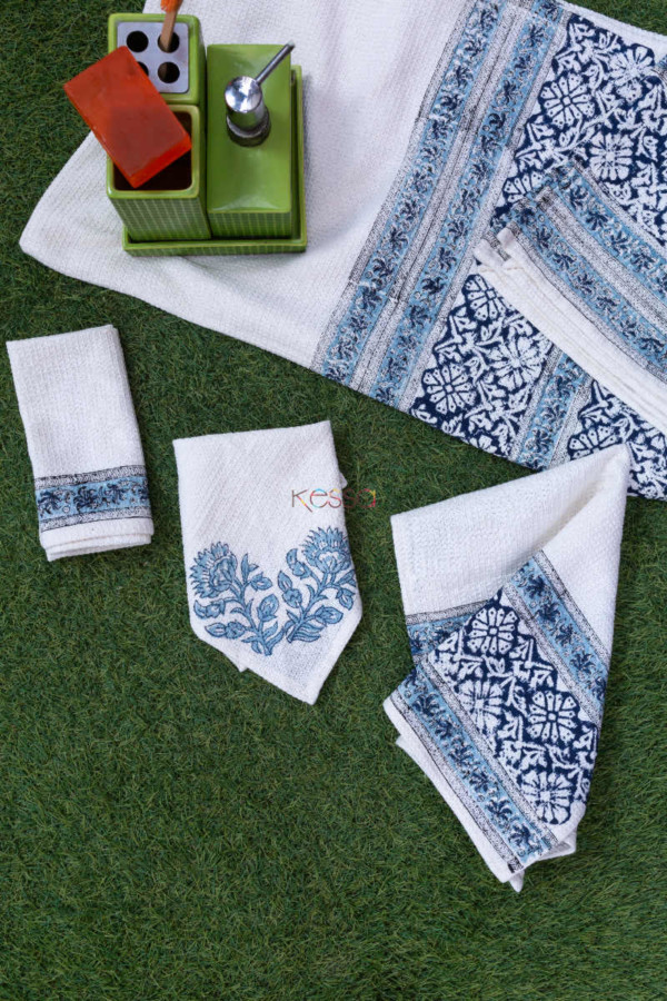 Image for Kessa Kat03 Handblock Printed Bright Gray And Citrine White Towel Set Featured