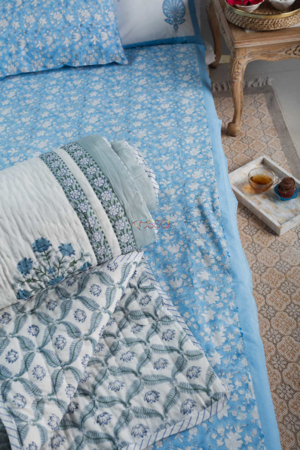 Image for Kessa Kpb33 Polo Blue Double Bedsheet Look