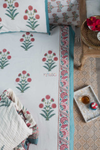 Image for Kessa Kpb34 Red Floral Jaal Double Bedsheet Featured