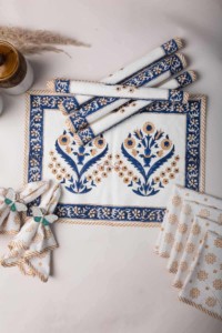 Image for Kessa Ktm03 Chathams Blue Table Mat With Napkins 1 Featured