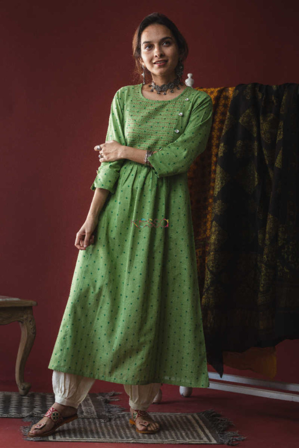 Image for Kessa Ws610 Dingley Green A Line South Cotton Kurta Front