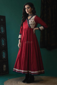 Image for Kessa Ws612 Maroon Voil Kalidaar Dress Featured