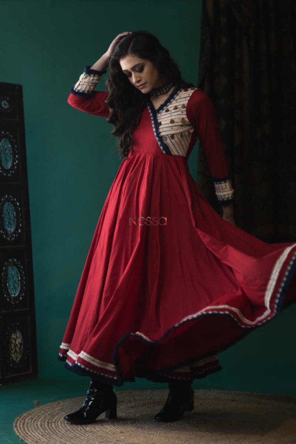 Image for Kessa Ws612 Maroon Voil Kalidaar Dress Look