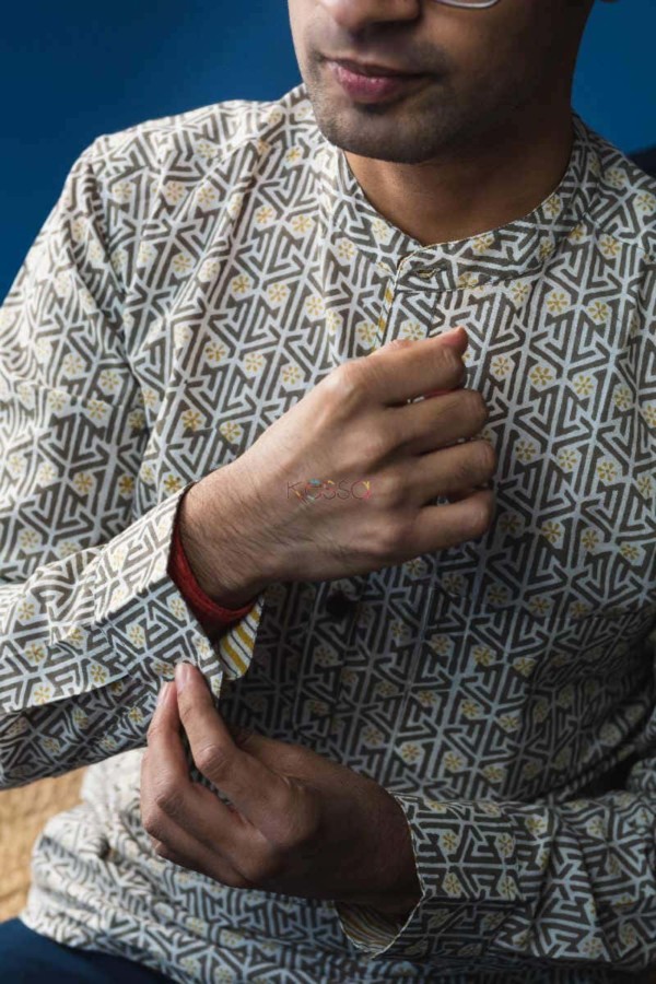 Image for Kessa Awk16 Armadillo Gray Men Full Sleeves Shirt Closeup