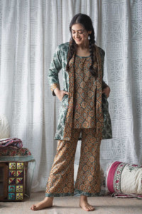 Image for Kessa De43 Kabul Brown And Green Cape Jammies Set Featured