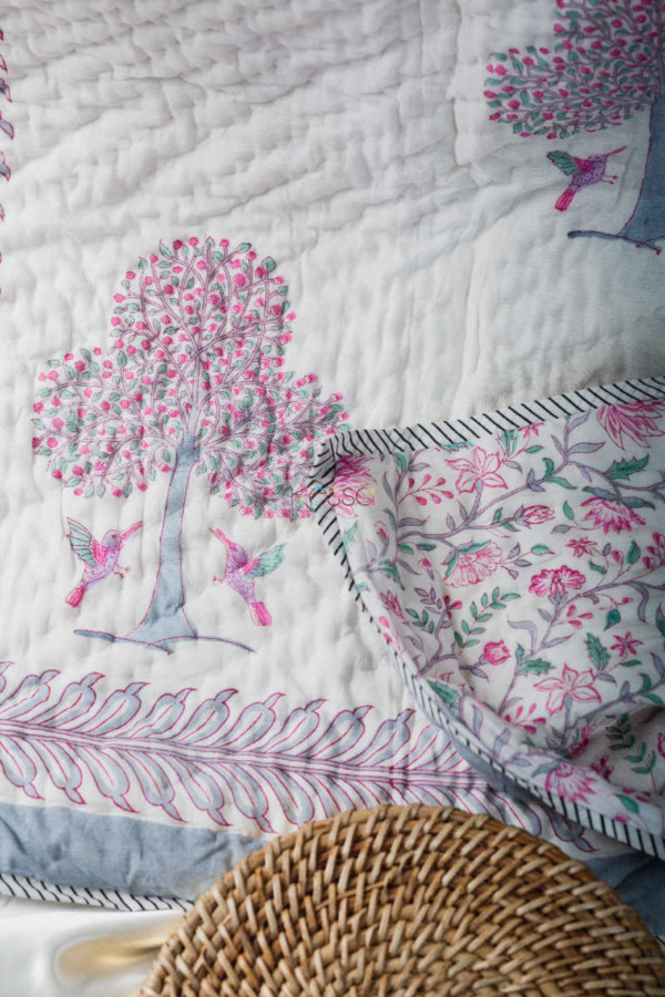 Image for Kessa Kaq89 Blush Pink Single Bed Quilt Look