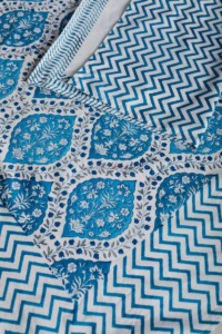 Image for Kessa Kpb35 Regal Blue Block Print Double Bedsheet Look