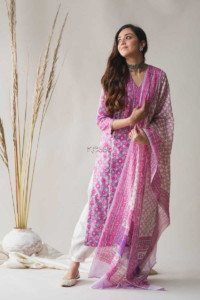 Image for Kessa Kuoj140 Tapestery Purple Kurta Dupatta Set Front