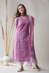 Image for Kessa Kuoj140 Tapestery Purple Kurta Dupatta Set Side