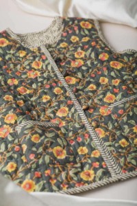 Image for Kessa Vj04 Corduroy Flower Print Kids Jacket Closeup