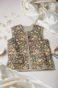 Image for Kessa Vj04 Corduroy Flower Print Kids Jacket Featured