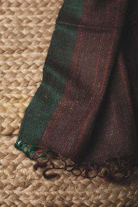 Image for Kudu77 Bhagalpuri Silk Woollen Brown Stole Closeup