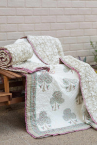 Image for Kessa Kaq102 Malta Brown Single Bed Quilt Look