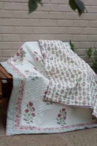 Image for Kessa Kaq98 Ferra Pink Double Bed Quilt Front